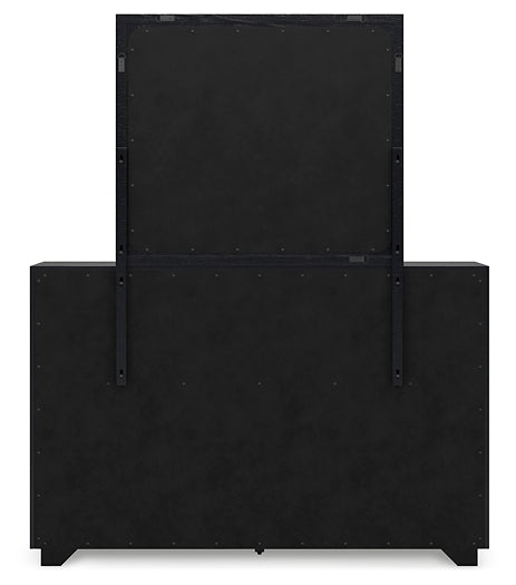 Londer Queen Panel Bed with Mirrored Dresser