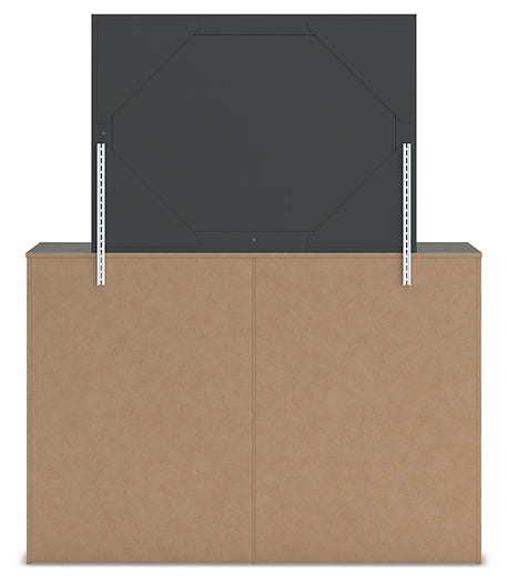 Fraluna King Panel Bed with Mirrored Dresser, Chest and Nightstand