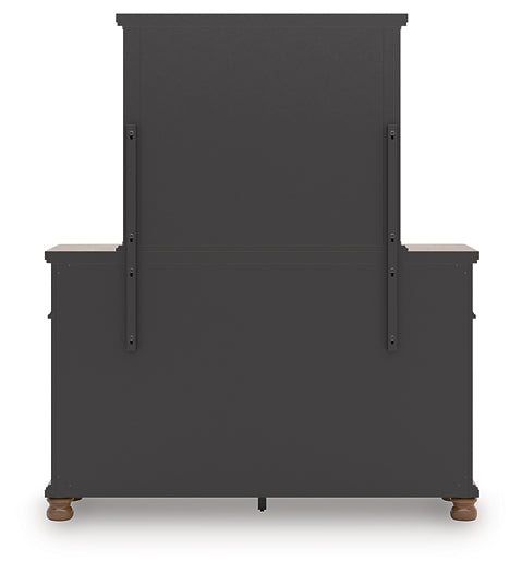 Rowlenstown King Poster Bed with Mirrored Dresser and Nightstand