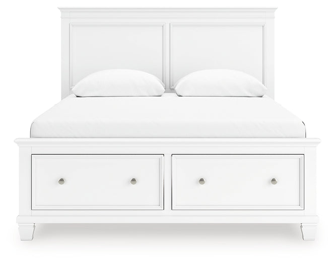 Fortman Queen Panel Storage Bed with Mirrored Dresser and Nightstand