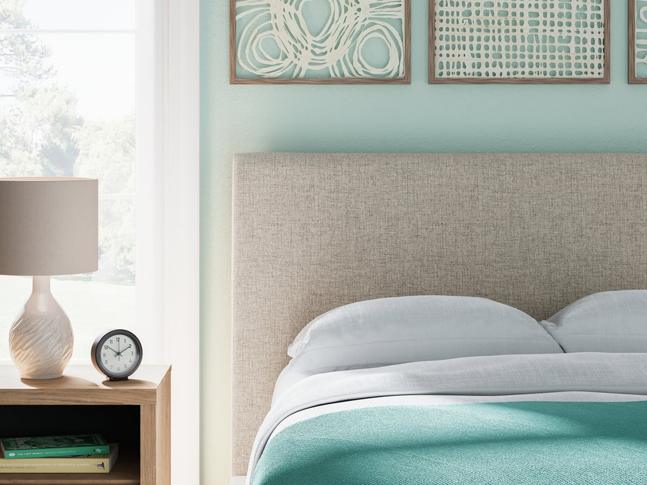 Cielden Full Upholstered Bed with Roll Slats, Dresser and Mirror