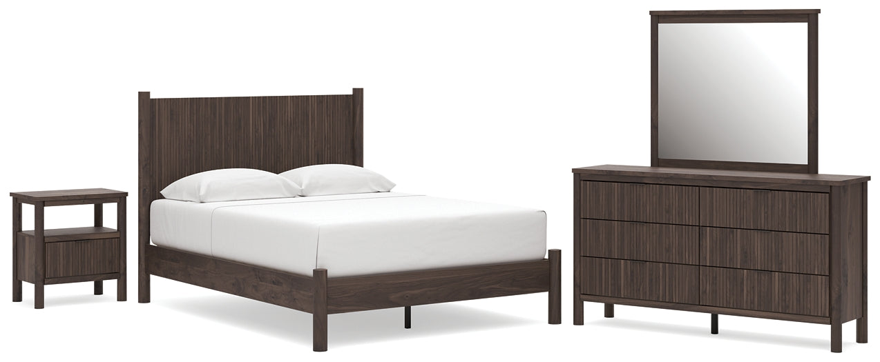 Pamytta Queen Panel Platform Bed, Dresser, Mirror and Nightstand