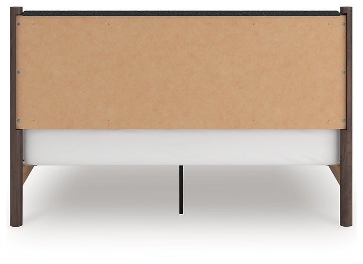 Pamytta King Upholstered Panel Platform Bed, Dresser and Mirror