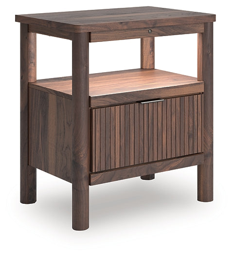 Pamytta Full Upholstered Panel Platform Bed, Dresser, Mirror, Chest and Nightstand