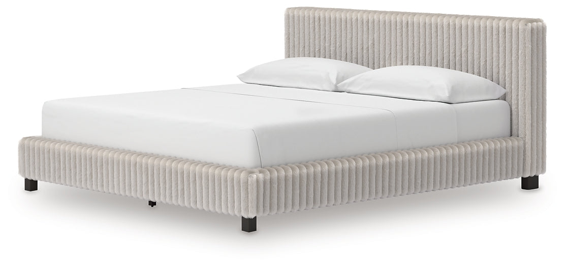 Zuraleus California King Upholstered Bed, Dresser and Mirror