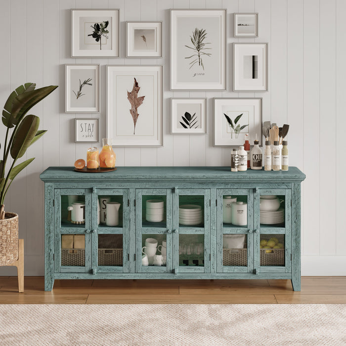 Rustic Shores 6 Door Low Accent Cabinet