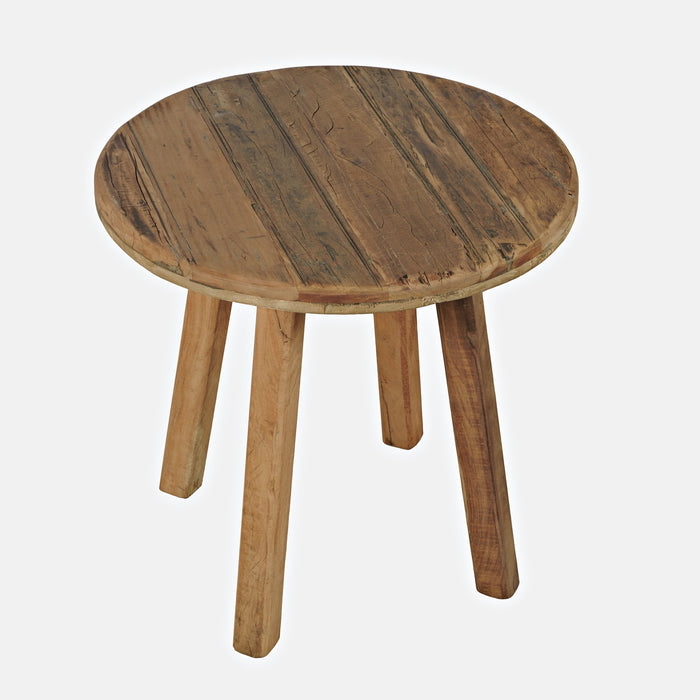 Reclamation Salvaged Wood Round Side Table