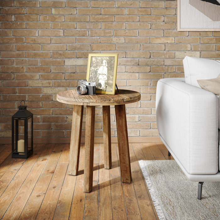 Reclamation Salvaged Wood Round Side Table