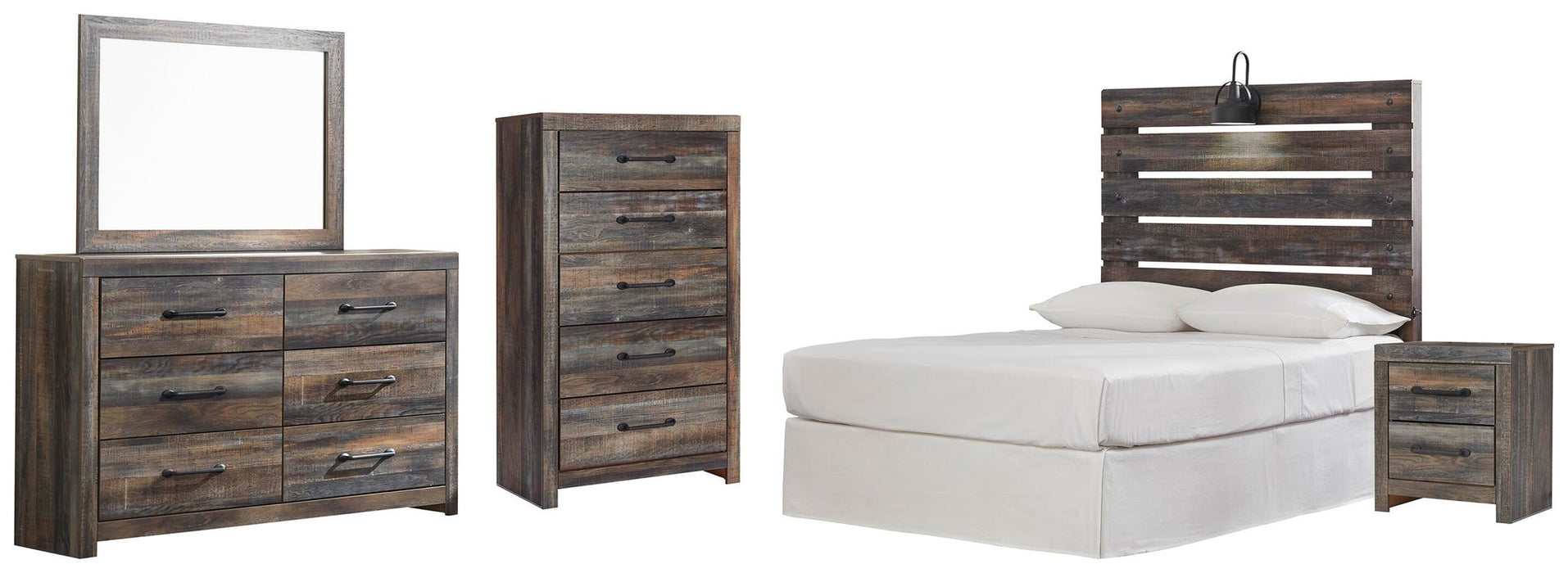 Drystan Full Panel Headboard, Dresser, Mirror, Chest and Nightstand