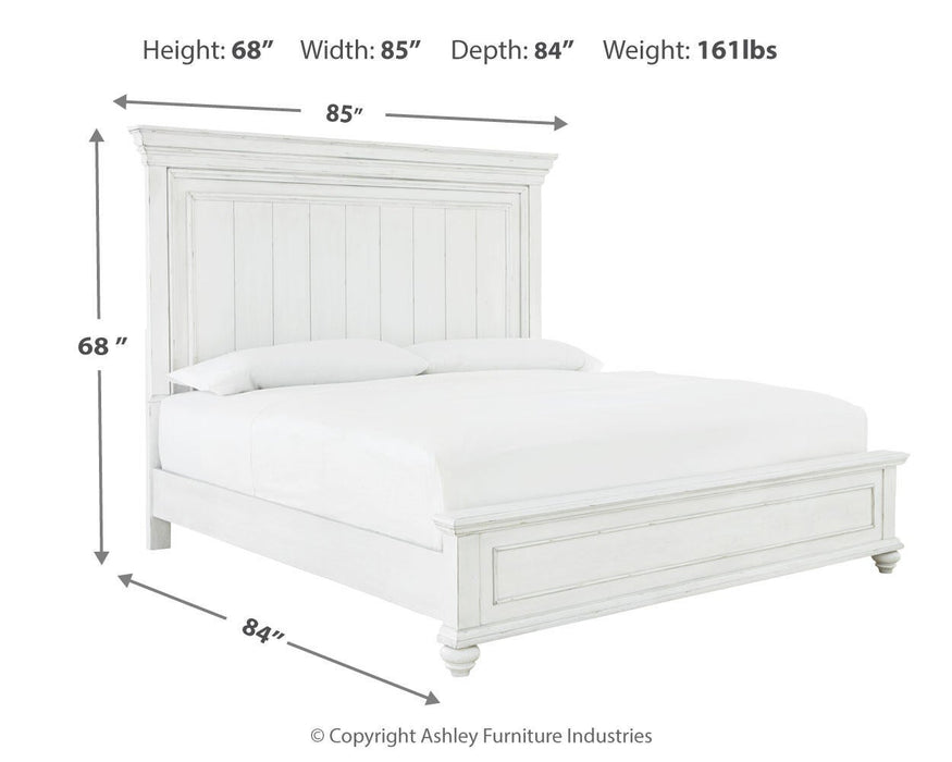 Kanwyn King Panel Bed with Mirrored Dresser
