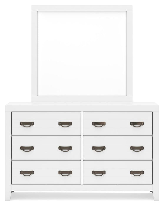Binterglen California King Panel Bed with Mirrored Dresser and Nightstand
