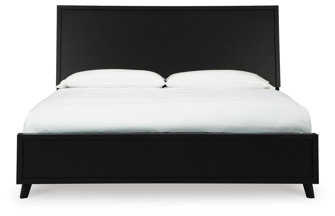 Danziar Queen Panel Bed with Mirrored Dresser