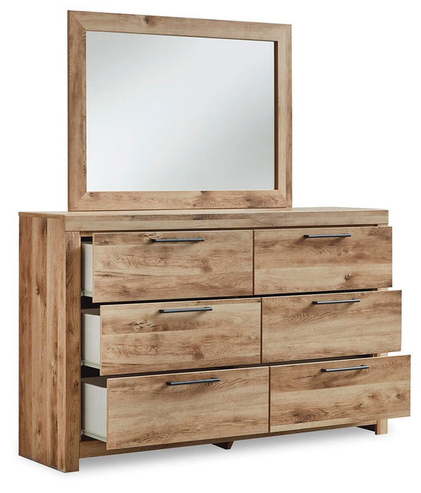 Hyanna Queen Panel Storage Bed with 1 Under Bed Storage Drawer, Dresser, Mirror and Nightstand