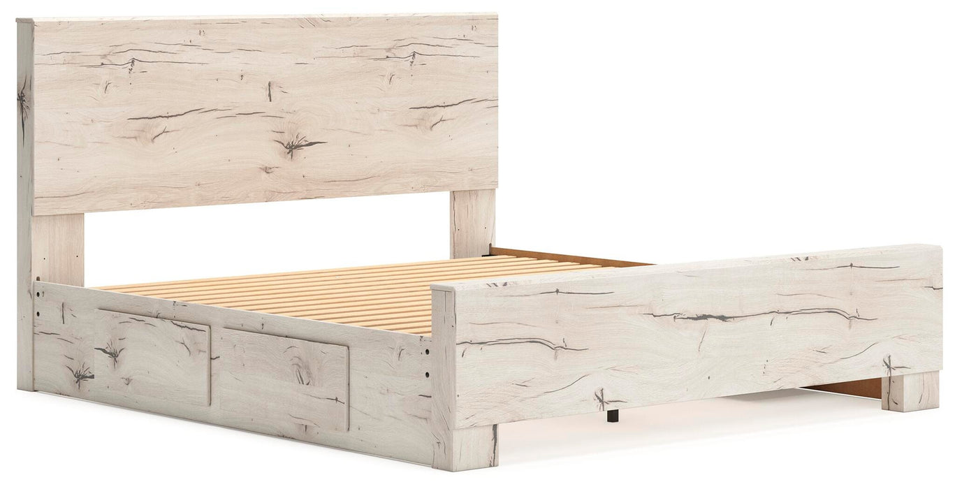 Lawroy King Panel Bed with Storage, Dresser and Mirror