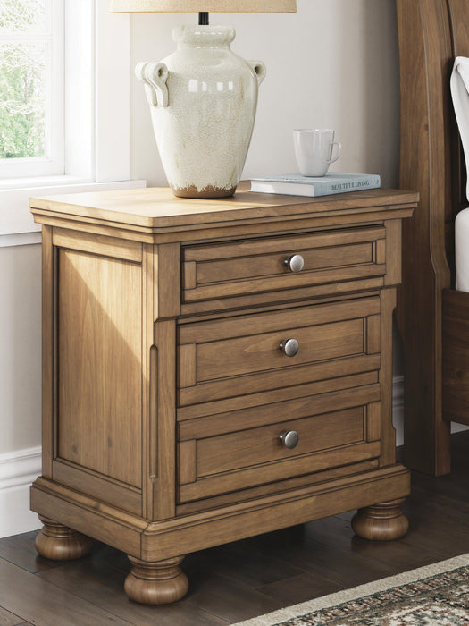 Feddinger California King Storage Sleigh Bed with Mirrored Dresser and Nightstand