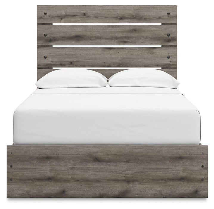 Graystorm Full Panel Bed with Storage, Dresser and Mirror
