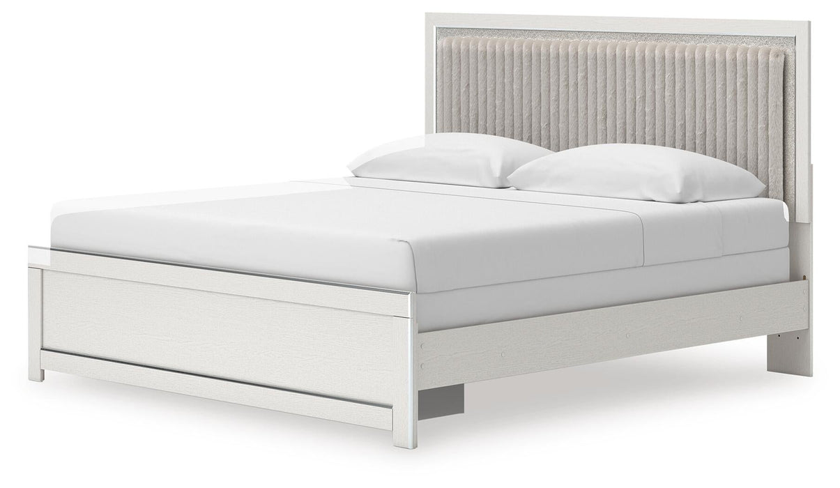 Zuraleus King Upholstered Panel Bed, Dresser, Mirror and Nightstand