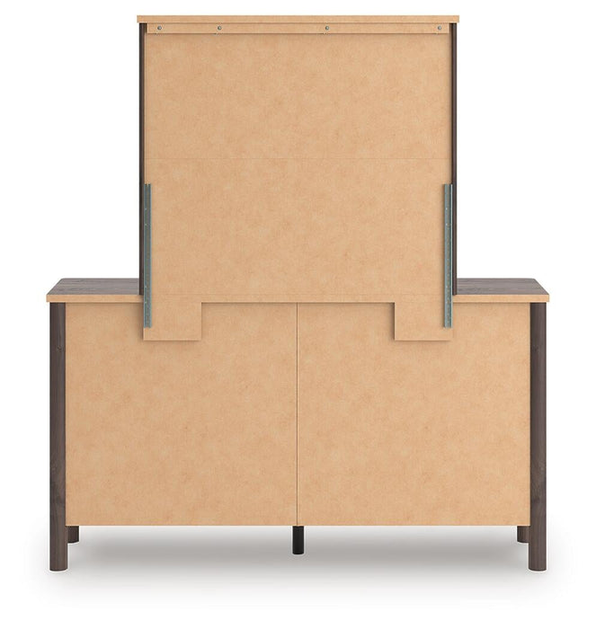 Pamytta Full Upholstered Panel Bed, Dresser, Mirror and Nightstand