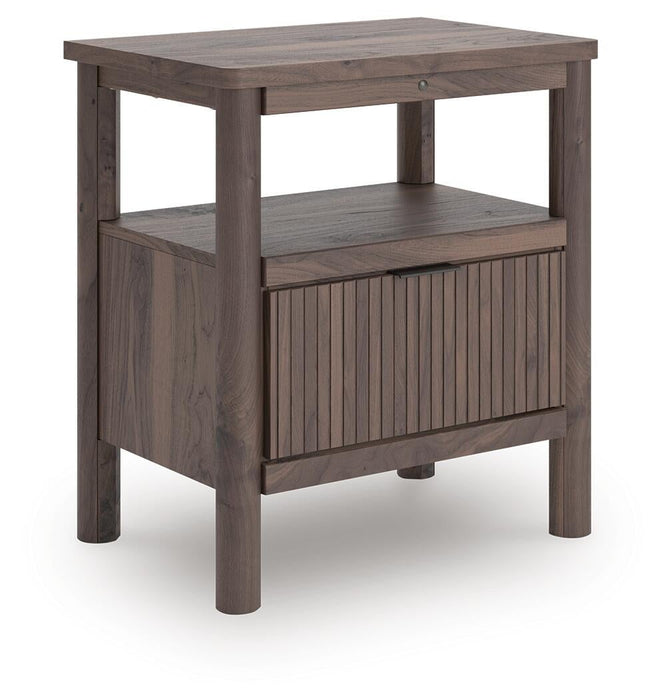 Pamytta Twin Upholstered Panel Bed, Dresser, Mirror and Nightstand