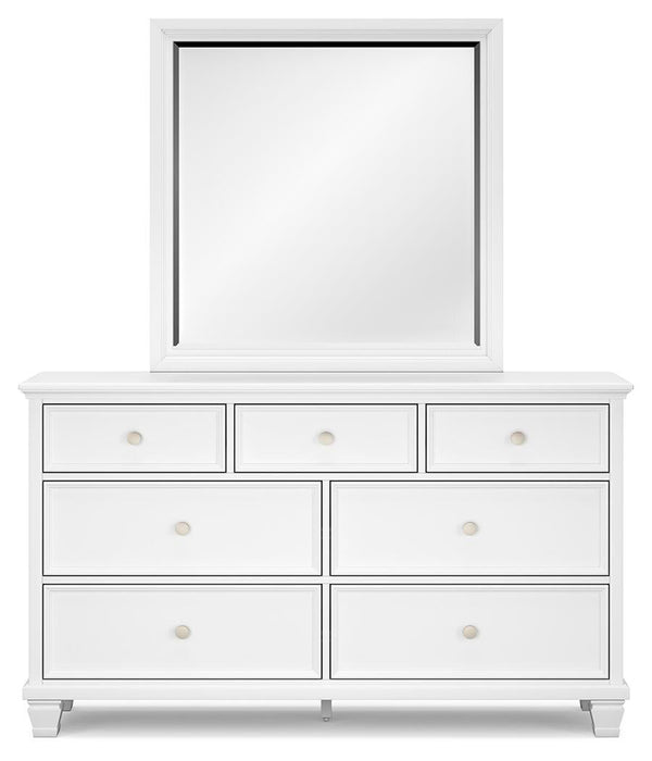 Fortman California King Panel Storage Bed, Dresser, Mirror and Nightstand
