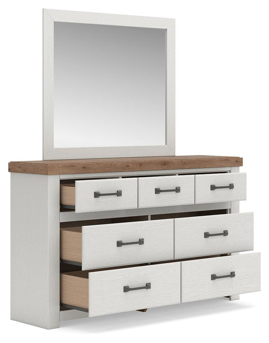 Savonport King Panel Bed with Storage, Dresser and Mirror