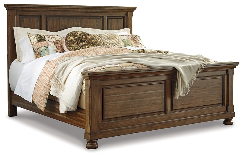 Flynnter Queen Panel Bed with Mirrored Dresser, Chest and 2 Nightstands